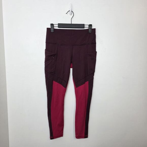 Athleta Purple Pink Colorblock Fitness All In Structure 7/8 Leggings Size Small - Picture 3 of 9